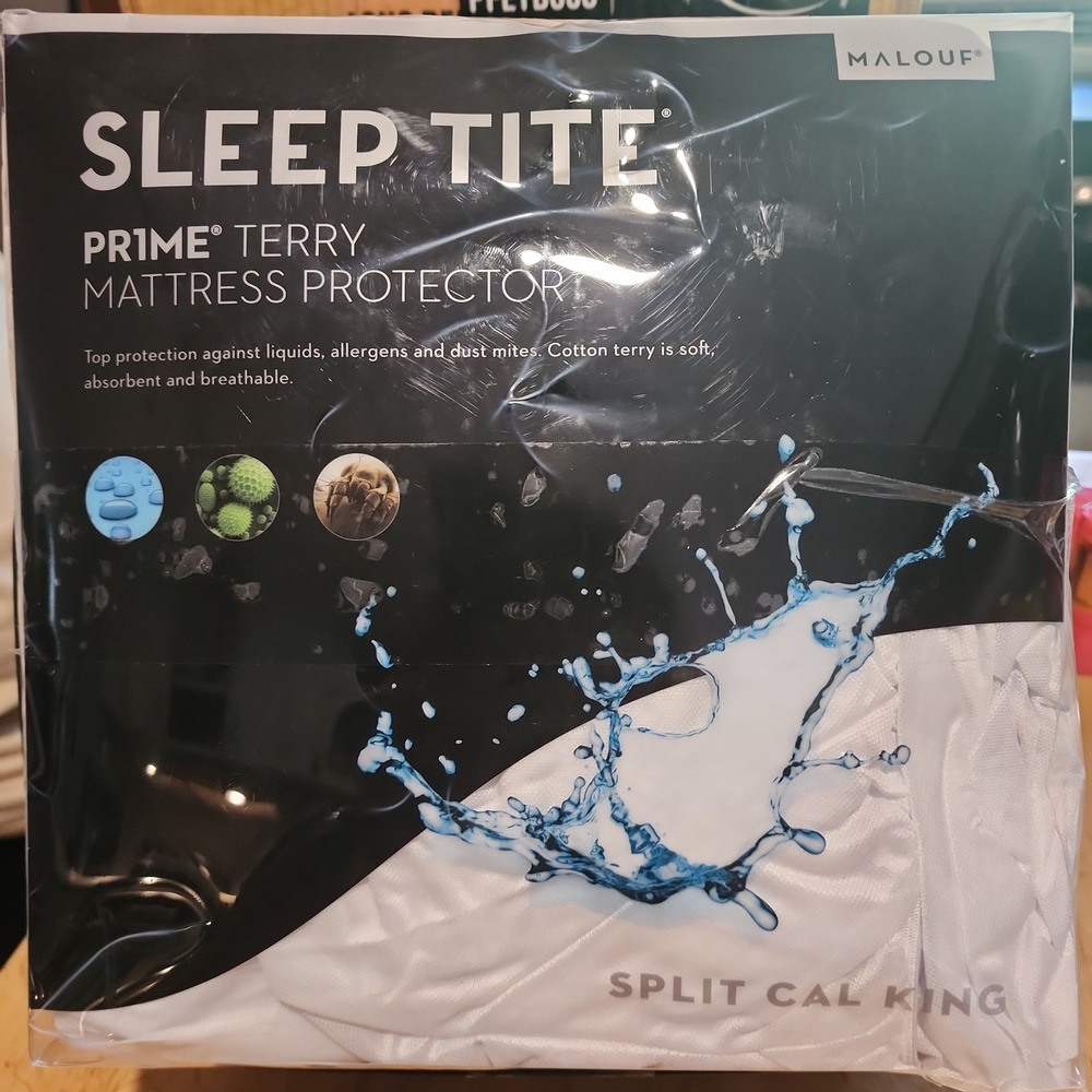 Sleep Tite Prime Terry Hypoallergenic Protector Waterproof Split King Read Discr
